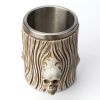 1pc Retro Resin Stainless Steel Beer Mug Skull Knight Tankard; Halloween Coffee Cups; Viking Tea Mug; Pub Bar Decoration Drinkware