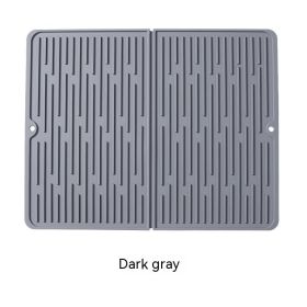 Foldable Thickened Heat Insulation Non-slip Silicone Draining Pad (Option: Dark Gray-61x 33 Triple Folding)