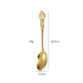 Stainless Steel Cutlery Spoon West Dinnerware Set Gold Plated (Option: Golden medium spoon)