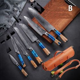 Damascus Restaurant Commercial Professional Kitchen Knife Set (Option: 7pcs B)