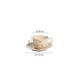 Ins Retro Korean Style Underglaze Color Hand Pinch Irregular Coffee Set Household Restaurant Afternoon Tea Cup Pot Suit (Option: Cherry Blossom Cup And Plate-100 To 200ml)