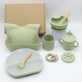 Children's Complementary Food Silicone Tableware Set (Option: Olive green)