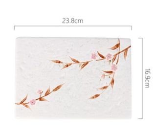 Ceramic Roast Bird Plate Sushi Sashimi Plate Western Food Cold Dish (Option: Romantic Sakura 23.8x16.9cm)