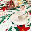 Muwago Christmas Garland Trimming Printed Fabric Tablecloth For Dining Room Decoration Washable Anti-Stain Anti-Oil Table Cover